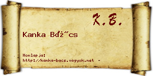 Kanka Bács névjegykártya